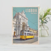 Gele Tram, Augusta Street Arch. Lissabon, Portugal Bedankkaart (Staand voorkant)