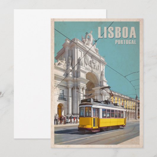 Gele Tram, Augusta Street Arch. Lissabon, Portugal Bedankkaart (Voorkant / Achterkant)