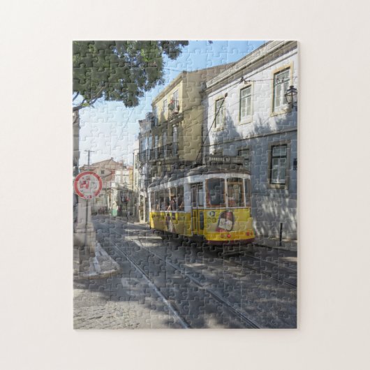 Gele tram in Lissabon, Portugal Legpuzzel (Verticaal)