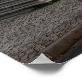 Gele tram op de kathedraal van Lissabon in Portuga Poster (Hoek)