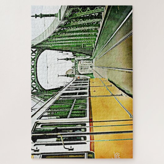 gele tram op de Liberty-brug - Boedapest Legpuzzel (Verticaal)