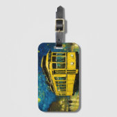 gele tram op een sterrennacht - Budapest Bagagelabel (Voorkant (verticaal))