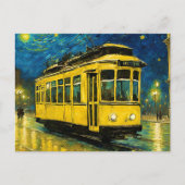gele tram op een sterrennacht - Budapest Briefkaart (Voorkant)