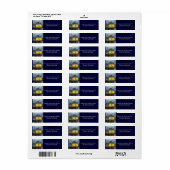 Gele Trein Verjaardag retour adres labels blauw (Full Sheet)
