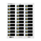 Gele Trein Verjaardag Retouradres Labels Zwart (Full Sheet)