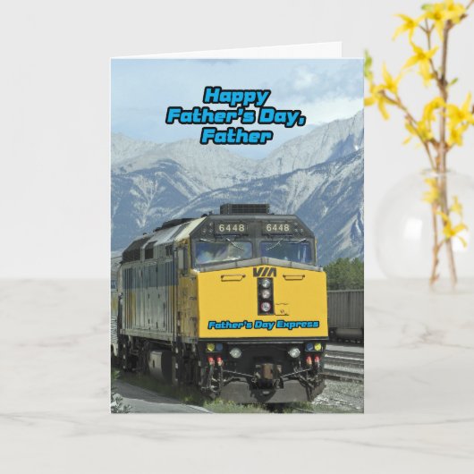 Gele Treinmotor Gelukkige Vaderdag aan Vader Kaart (Gele Bloem)