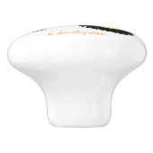 Gele trekker gepersonaliseerd keramische knop (Zijkant)