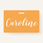 Gele Trendy Moderne Calligrafie Aangepaste naam Badge (Achterkant)