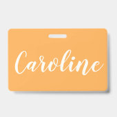 Gele Trendy Moderne Calligraphy Gepersonaliseerde Badge (Achterkant)