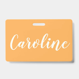 Gele Trendy Moderne Kalligrafie Gepersonaliseerde  Badge