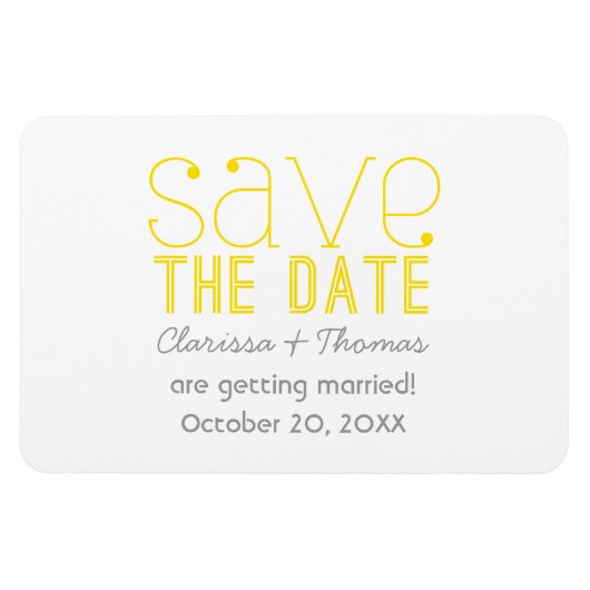 Gele Trendy Typografie sparen de Magnet van de Dat Magneet (Horizontaal)