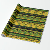 Gele Tribal Patroon Mix Wrapping Papier (Uitgerold)