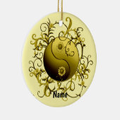 Gele Tribale Yin Yang Keramisch Ornament (Rechts)