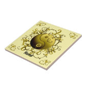 Gele Tribale Yin Yang Tegeltje (Zijkant)