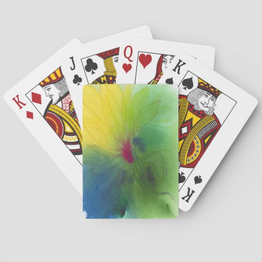 Gele tribloemspeelkaarten pokerkaarten (Achterkant)