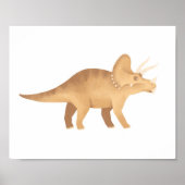 Gele Triceratops Dinosaur Poster voor Kinderkamers (Voorkant)