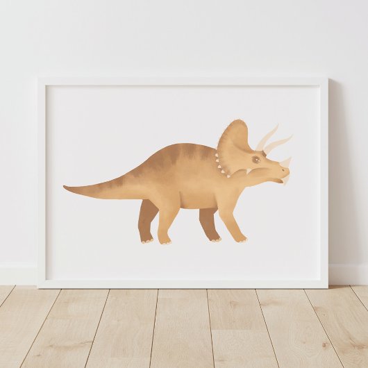 Gele Triceratops Dinosaur Poster voor Kinderkamers