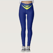 Gele Triple Boomerang op Royal Blue Leggings (Voorkant)
