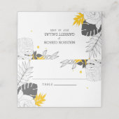 Gele tropische bladeren plaats kaart plaatskaartje (Buitenkant ongevouwen)