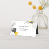 Gele tropische bladeren plaats kaart plaatskaartje (Achterkant)