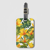  gele tropische bloem bagagelabel (Voorkant (verticaal))