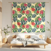 Gele tropische bloem fleece deken