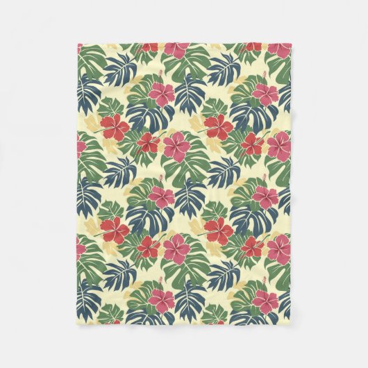 Gele tropische bloem fleece deken (Voorkant)