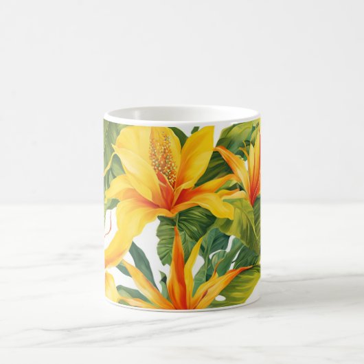 gele tropische bloem koffiemok (Center)