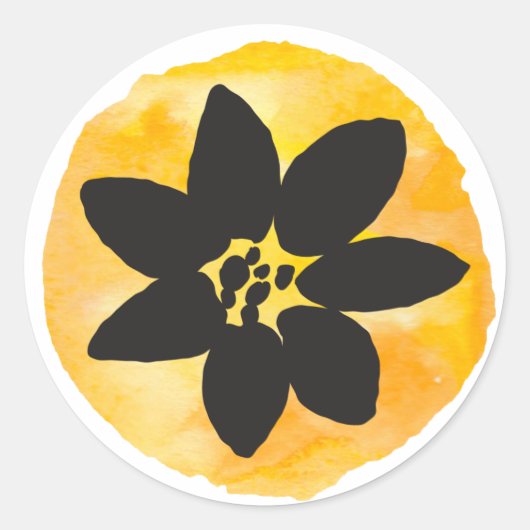 Gele Tropische Bloem Ronde Sticker (Voorkant)