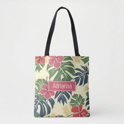 Gele tropische bloem tote bag (Voorkant)