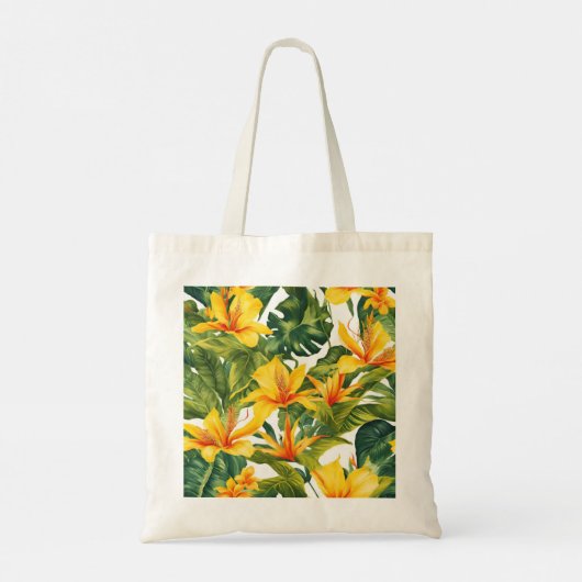  gele tropische bloem tote bag (Achterkant)
