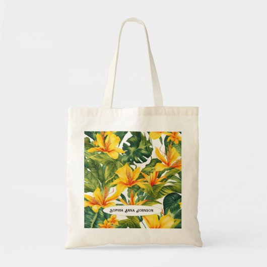  gele tropische bloem tote bag (Voorkant)