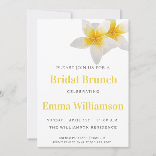 Gele Tropische Bloemen | Uitnodiging van Bridal Br (Voorkant)