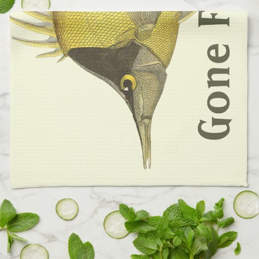 Gele Tropische Chelmon Longirostris, Oude Vis Theedoek (Gevouwen)