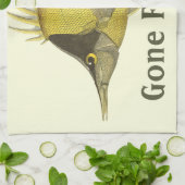 Gele Tropische Chelmon Longirostris, Vintage Vis Theedoek (Gevouwen)