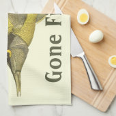 Gele Tropische Chelmon Longirostris, Vintage Vis Theedoek (Quarter Fold)