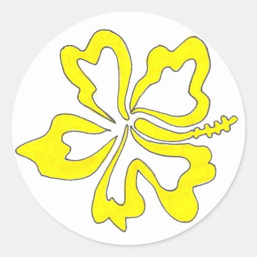 Gele Tropische Hibiscus Flower Stickers (Voorkant)