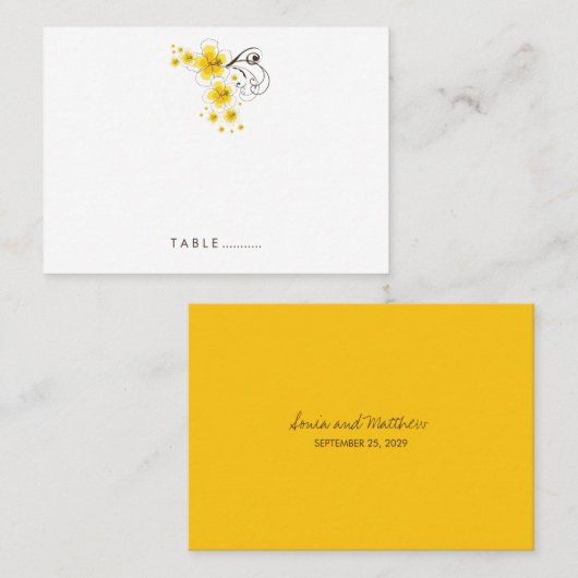 Gele Tropische Hibiscus Strand Trouwplaats Kaart Plaatskaartje (Voorkant / Achterkant)