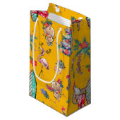 Gele Tropische Santa Gift Bag Klein Cadeauzakje (Voorkant Gekanteld)
