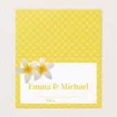 Gele tropische weddenschapstabel / plaatskaart visitekaartje (Buitenkant ongevouwen)