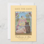 Gele Trouwdag Bewaar de Datum Kat Koppel Save The Date (Voorkant)