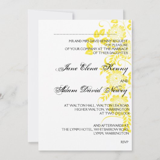 gele trouwfinale kaart (Achterkant)