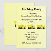 Gele Truck Design Boy's Verjaardagsfeest Kaart (Voorkant / Achterkant)