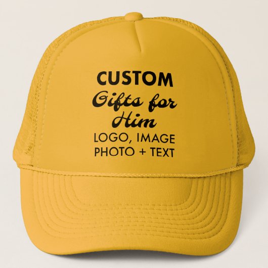 Gele Trucker Hat Custom Gifts voor Hem Pet (Voorkant)