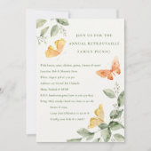 Gele Tuin Loof Vlinders Jaarlijkse Picknick Kaart (Voorkant)