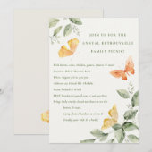 Gele Tuin Loof Vlinders Jaarlijkse Picknick Kaart (Voorkant / Achterkant)