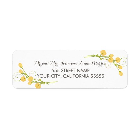 gele tuin Rozen retour adreslabels Etiket (Voorkant)