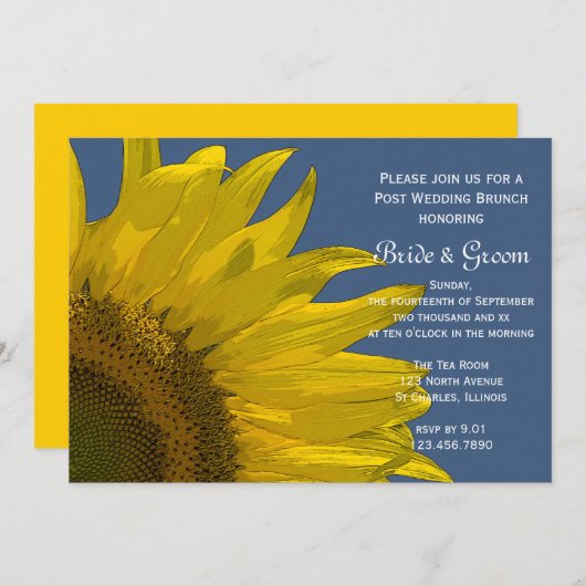 Gele tuin Zonnebloem Zomdag Buurt Brunch Kaart (Voorkant / Achterkant)