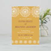 Gele Tuin Zonnebloemen Moderne Bloemen Bruiloft Folie Uitnodiging (Staand Voorkant)