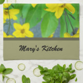  gele tuinbloemen, bloem theedoek (Gevouwen)